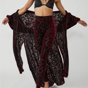 Free People Black and Red Velvet Leggings